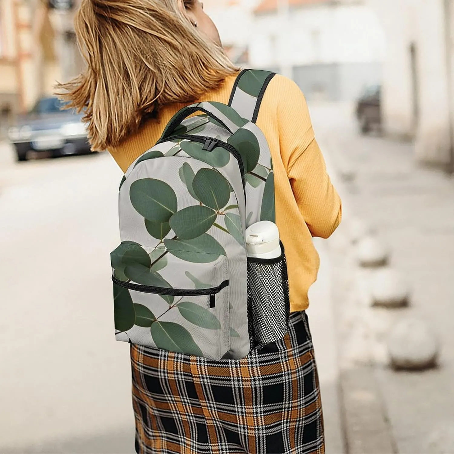 Small Backpacks Personalized Eucalyptus Leaves Printing Travel Bag Lightweight Travel Backpack For Women Men