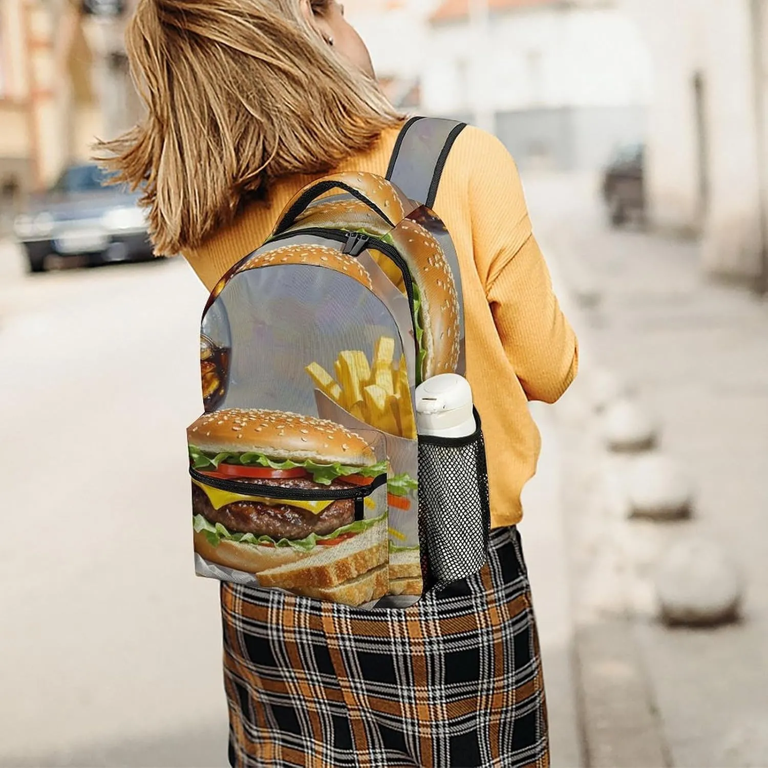 Small Backpacks Personalized Fast Food Enthusiasts Printing Travel Bag Lightweight Travel Backpack For Women Men