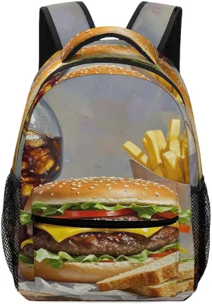 Small Backpacks Personalized Fast Food Enthusiasts Printing Travel Bag Lightweight Travel Backpack For Women Men