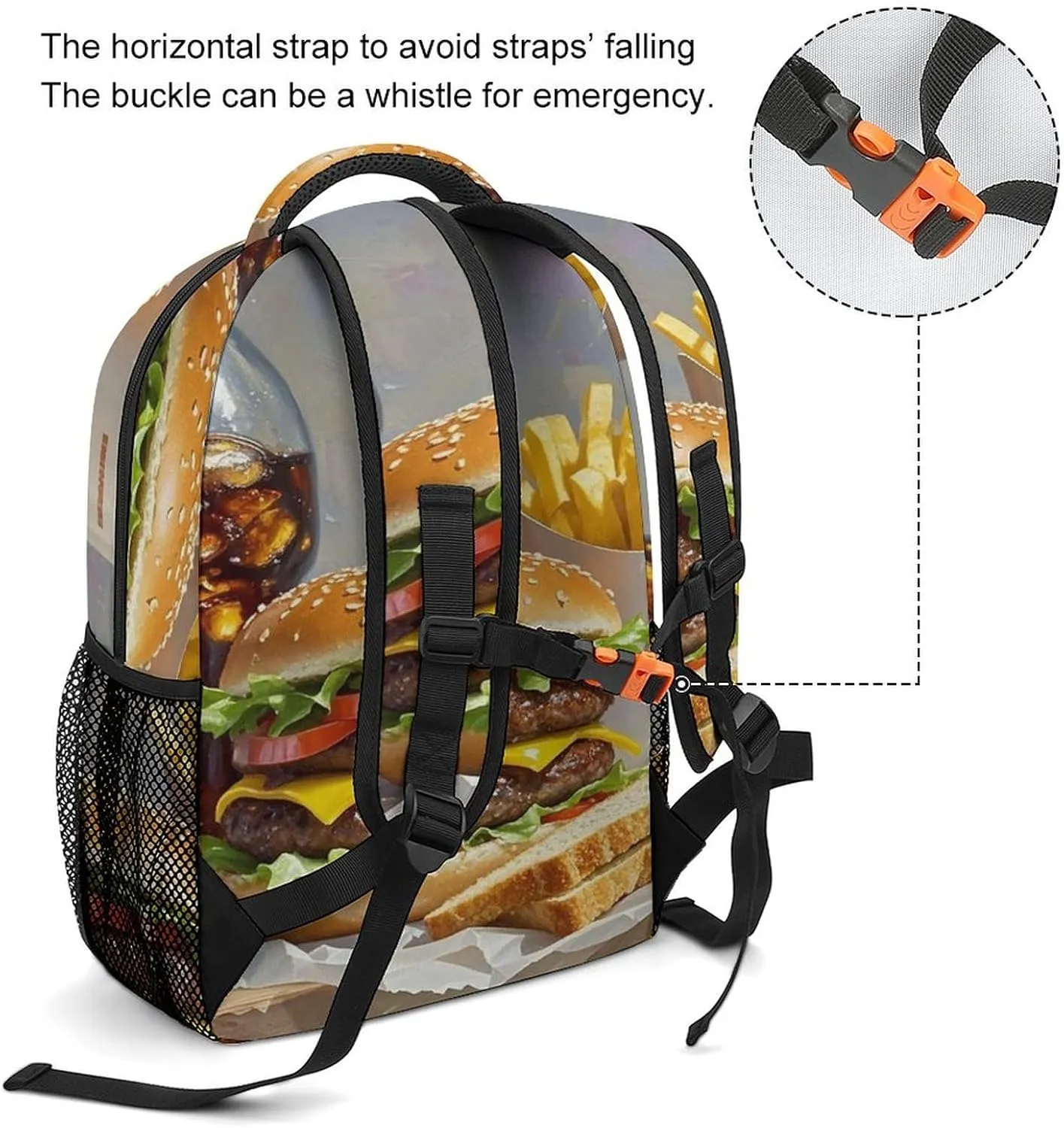 Small Backpacks Personalized Fast Food Enthusiasts Printing Travel Bag Lightweight Travel Backpack For Women Men