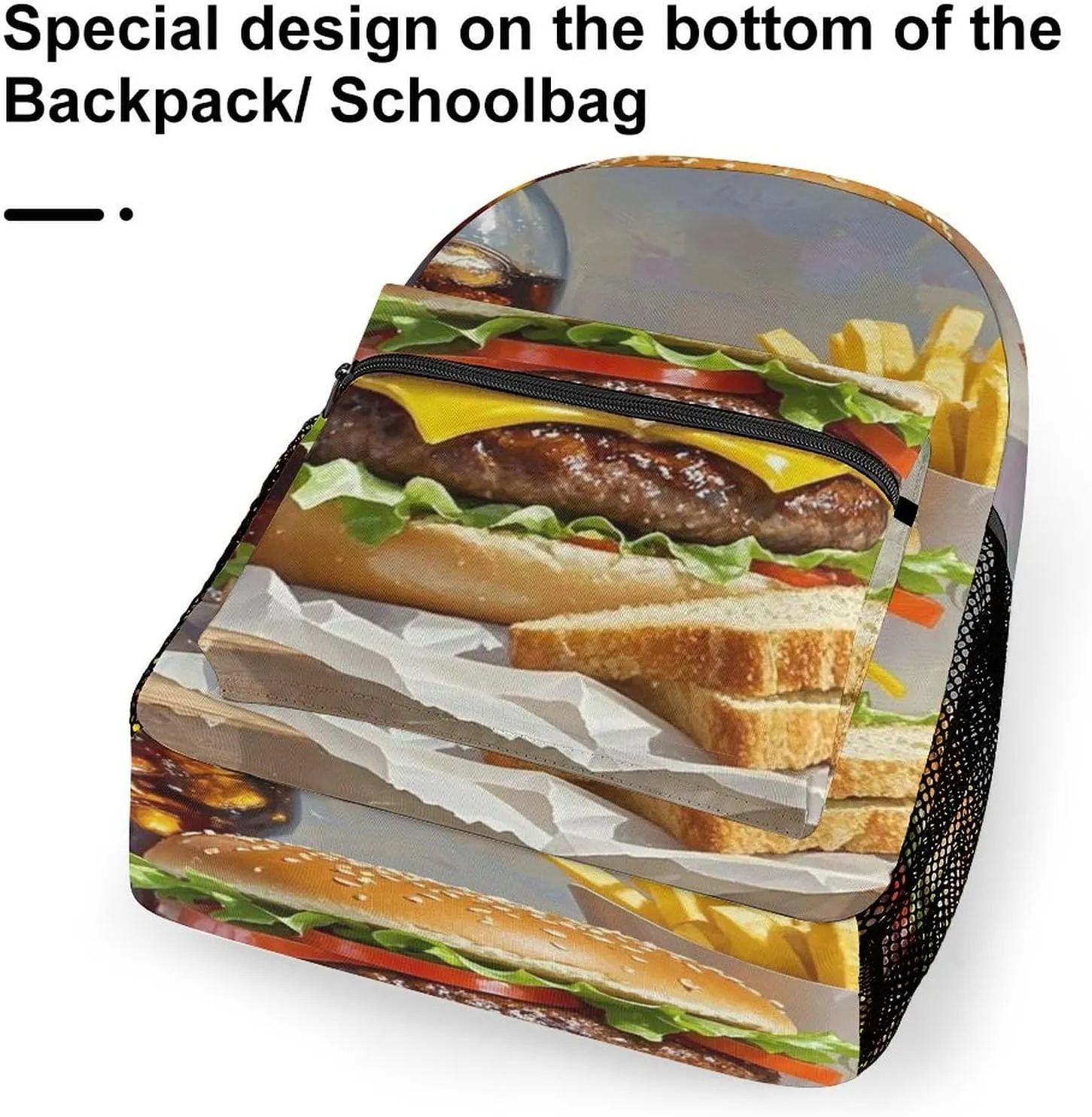 Small Backpacks Personalized Fast Food Enthusiasts Printing Travel Bag Lightweight Travel Backpack For Women Men