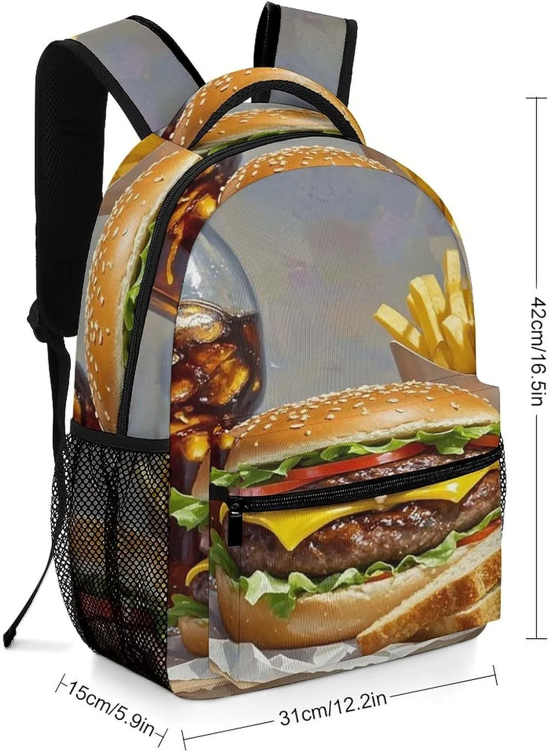 Small Backpacks Personalized Fast Food Enthusiasts Printing Travel Bag Lightweight Travel Backpack For Women Men