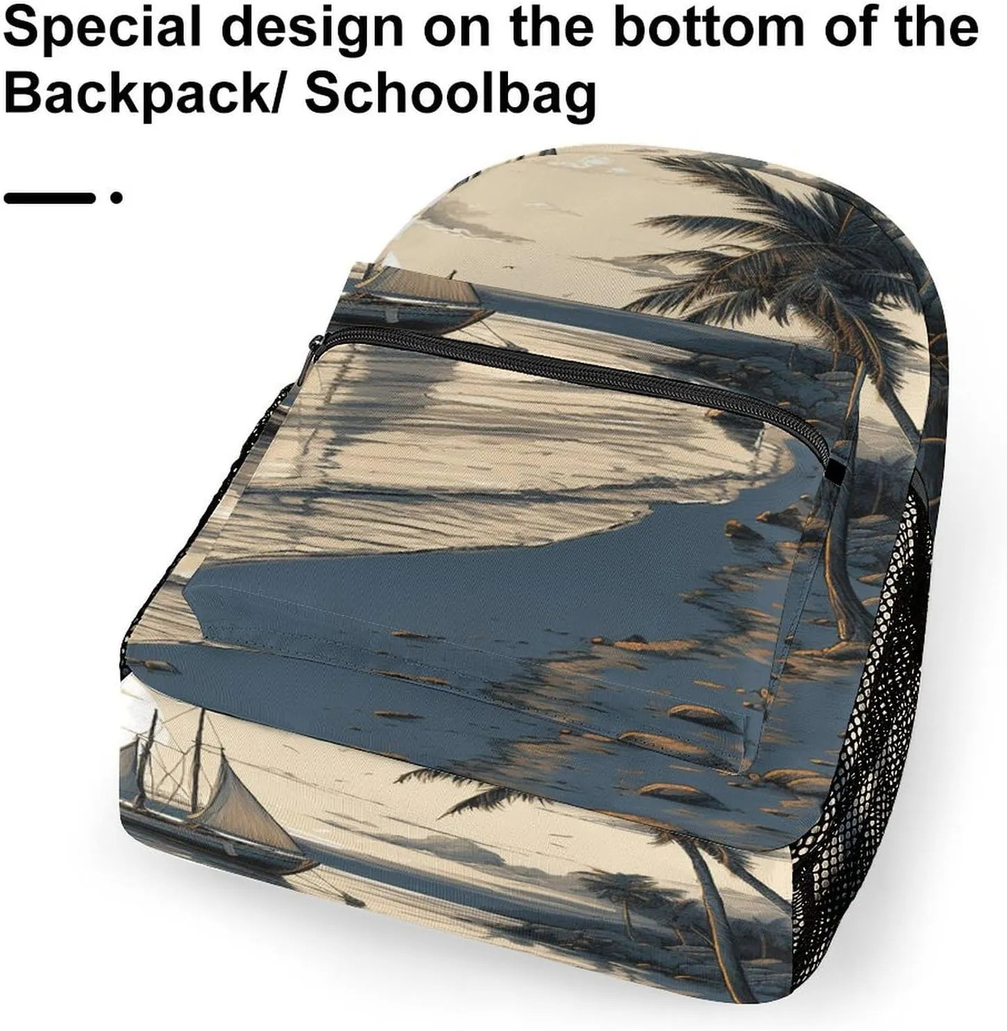 Small Backpacks Personalized Fishing Boat Printing Travel Bag Lightweight Travel Backpack For Women Men