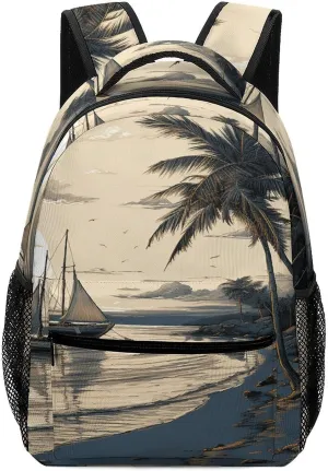 Small Backpacks Personalized Fishing Boat Printing Travel Bag Lightweight Travel Backpack For Women Men