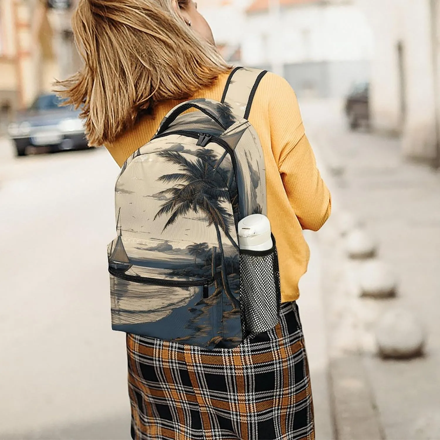 Small Backpacks Personalized Fishing Boat Printing Travel Bag Lightweight Travel Backpack For Women Men
