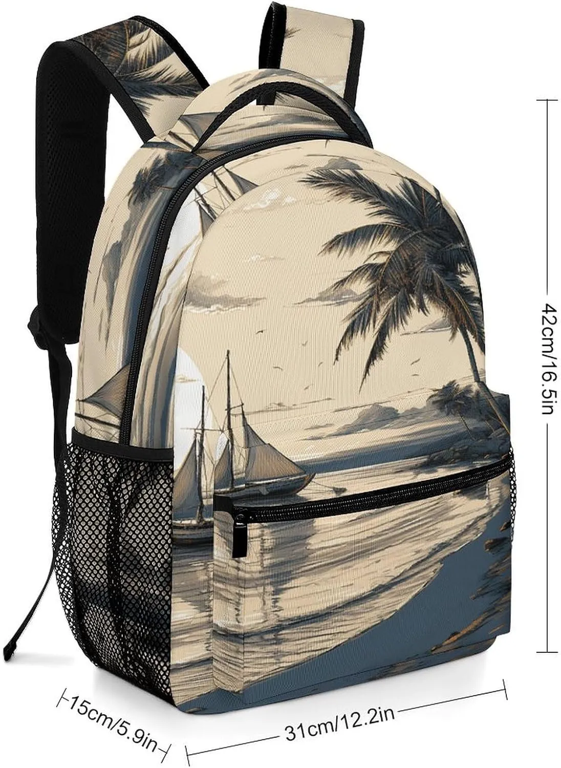 Small Backpacks Personalized Fishing Boat Printing Travel Bag Lightweight Travel Backpack For Women Men
