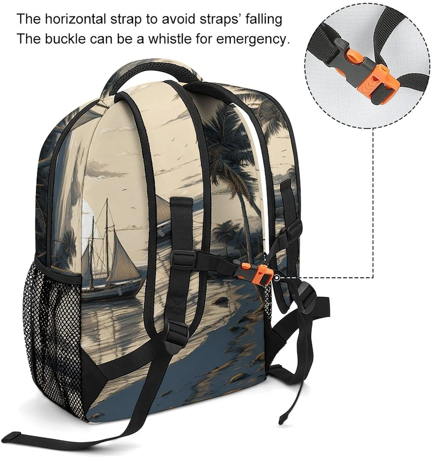 Small Backpacks Personalized Fishing Boat Printing Travel Bag Lightweight Travel Backpack For Women Men
