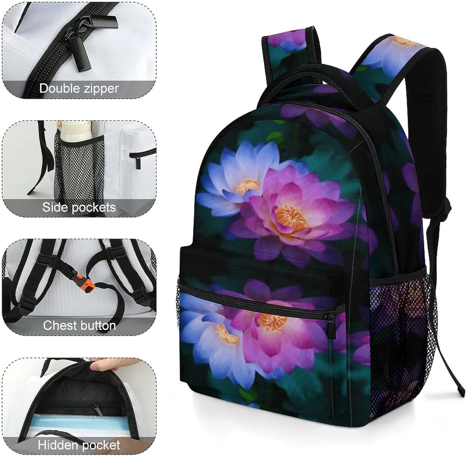 Small Backpacks Personalized Flower Printing Travel Bag Lightweight Travel Backpack For Women Men