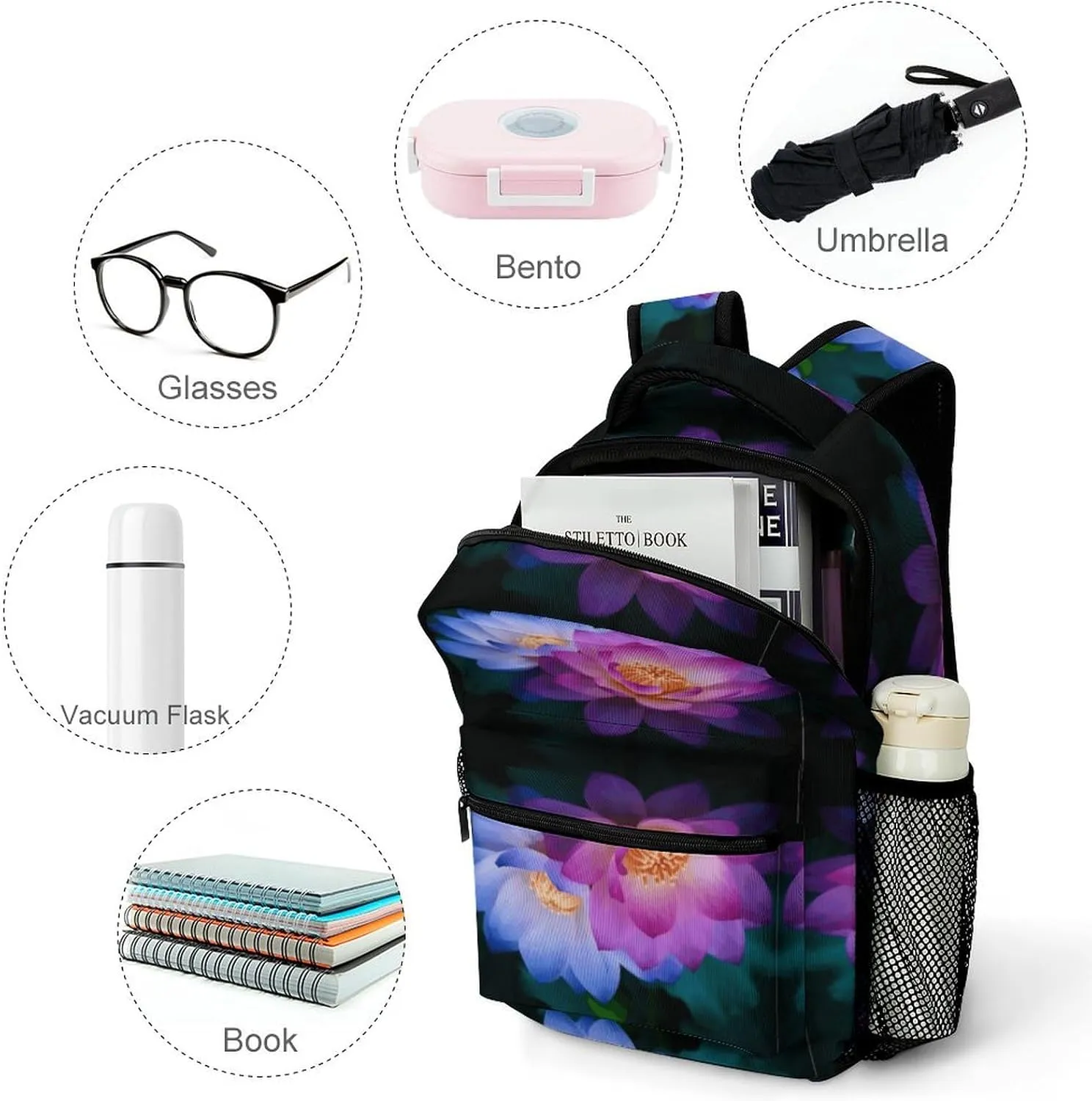 Small Backpacks Personalized Flower Printing Travel Bag Lightweight Travel Backpack For Women Men