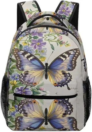 Small Backpacks Personalized Fringed Iris Printing Travel Bag Lightweight Travel Backpack For Women Men