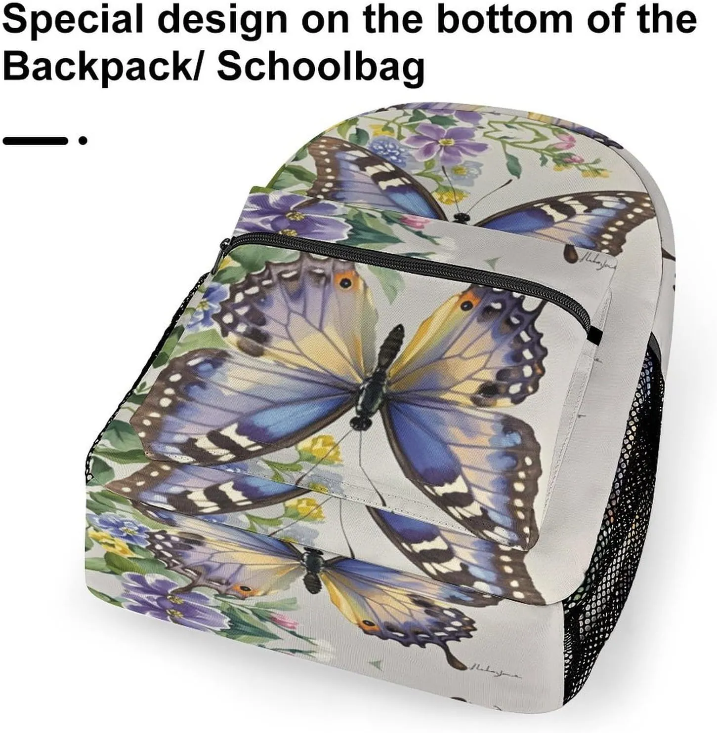 Small Backpacks Personalized Fringed Iris Printing Travel Bag Lightweight Travel Backpack For Women Men
