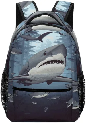 Small Backpacks Personalized Funny Sharks Design Printing Travel Bag Lightweight Travel Backpack For Women Men