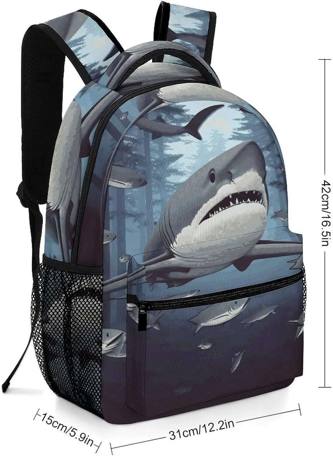 Small Backpacks Personalized Funny Sharks Design Printing Travel Bag Lightweight Travel Backpack For Women Men