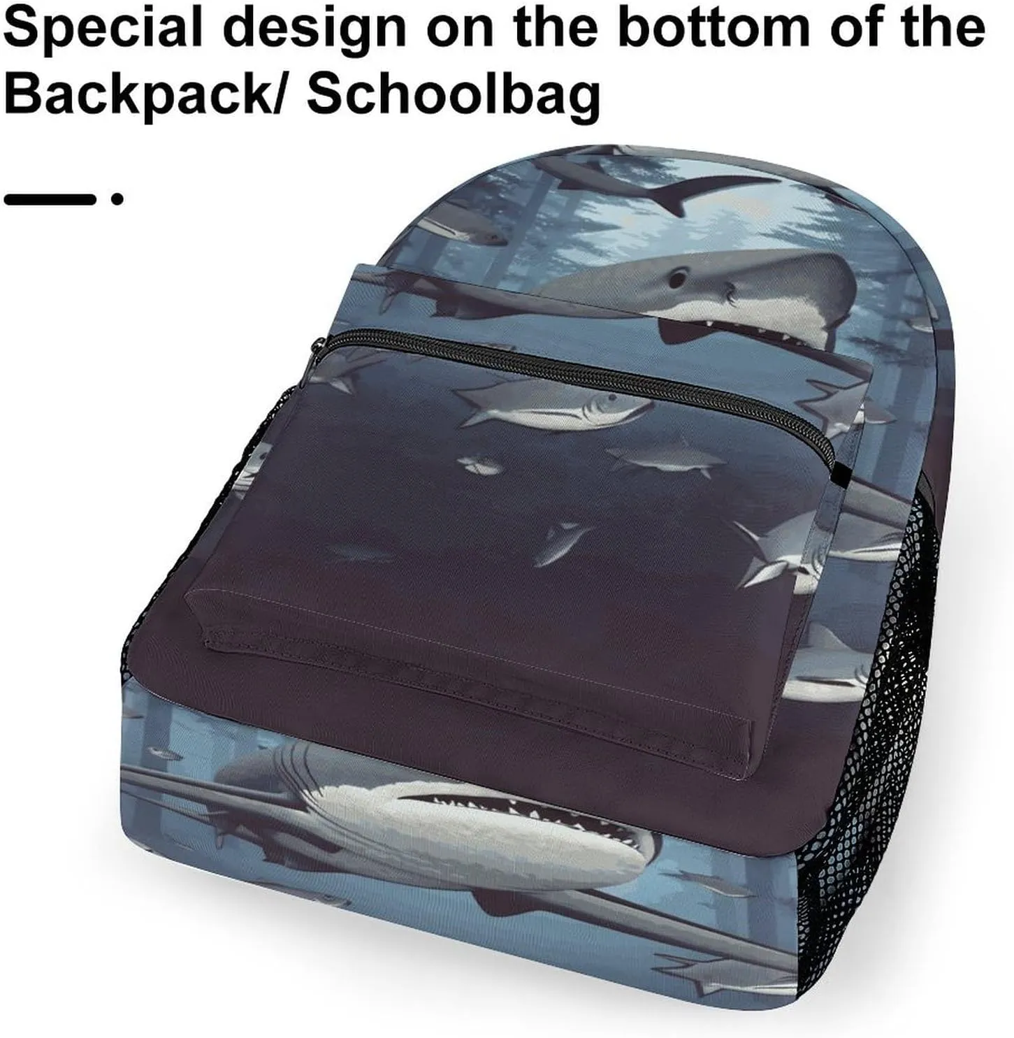 Small Backpacks Personalized Funny Sharks Design Printing Travel Bag Lightweight Travel Backpack For Women Men