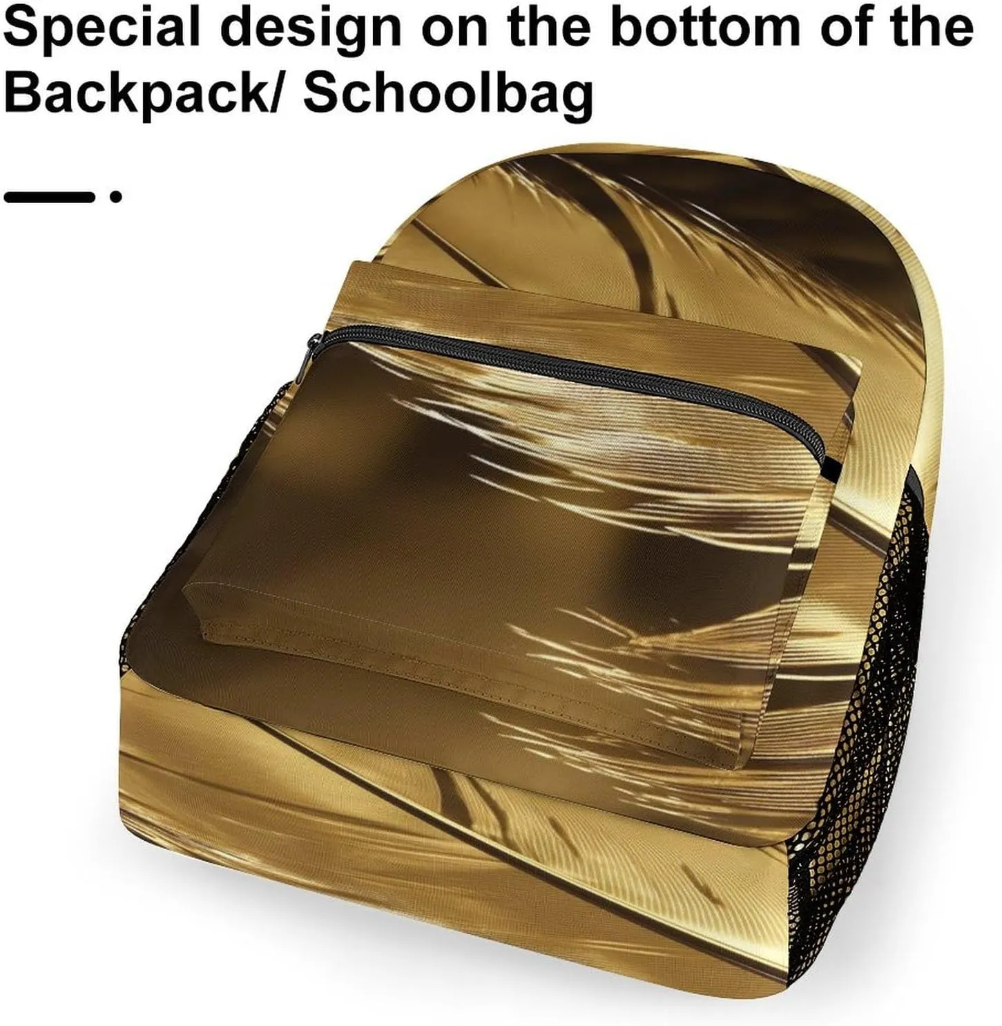 Small Backpacks Personalized Golden Feathers Printing Travel Bag Lightweight Travel Backpack For Women Men