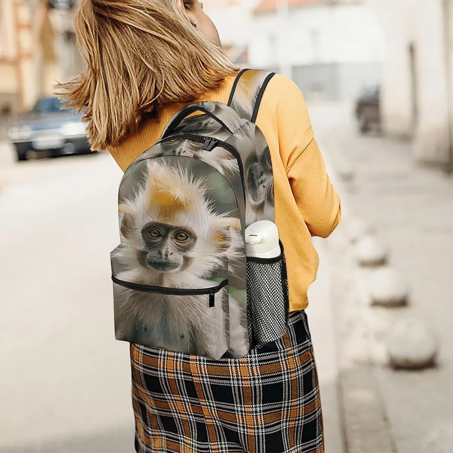 Small Backpacks Personalized Golden Haired Monkey Printing Travel Bag Lightweight Travel Backpack For Women Men
