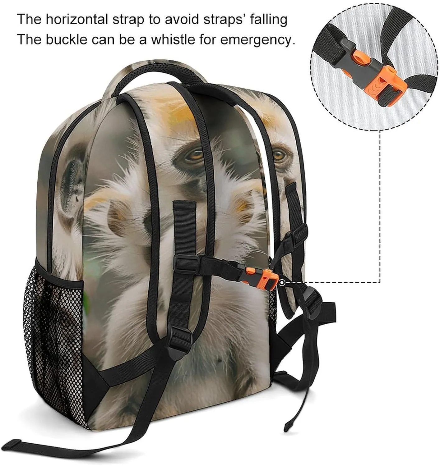 Small Backpacks Personalized Golden Haired Monkey Printing Travel Bag Lightweight Travel Backpack For Women Men