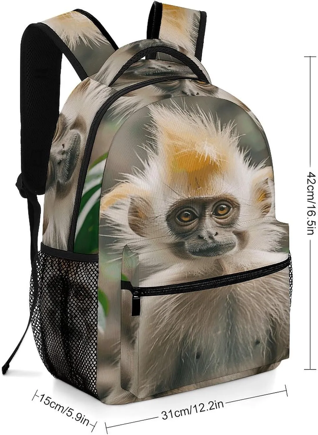 Small Backpacks Personalized Golden Haired Monkey Printing Travel Bag Lightweight Travel Backpack For Women Men