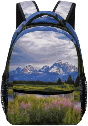 Small Backpacks Personalized Grand Teton Printing Travel Bag Lightweight Travel Backpack For Women Men