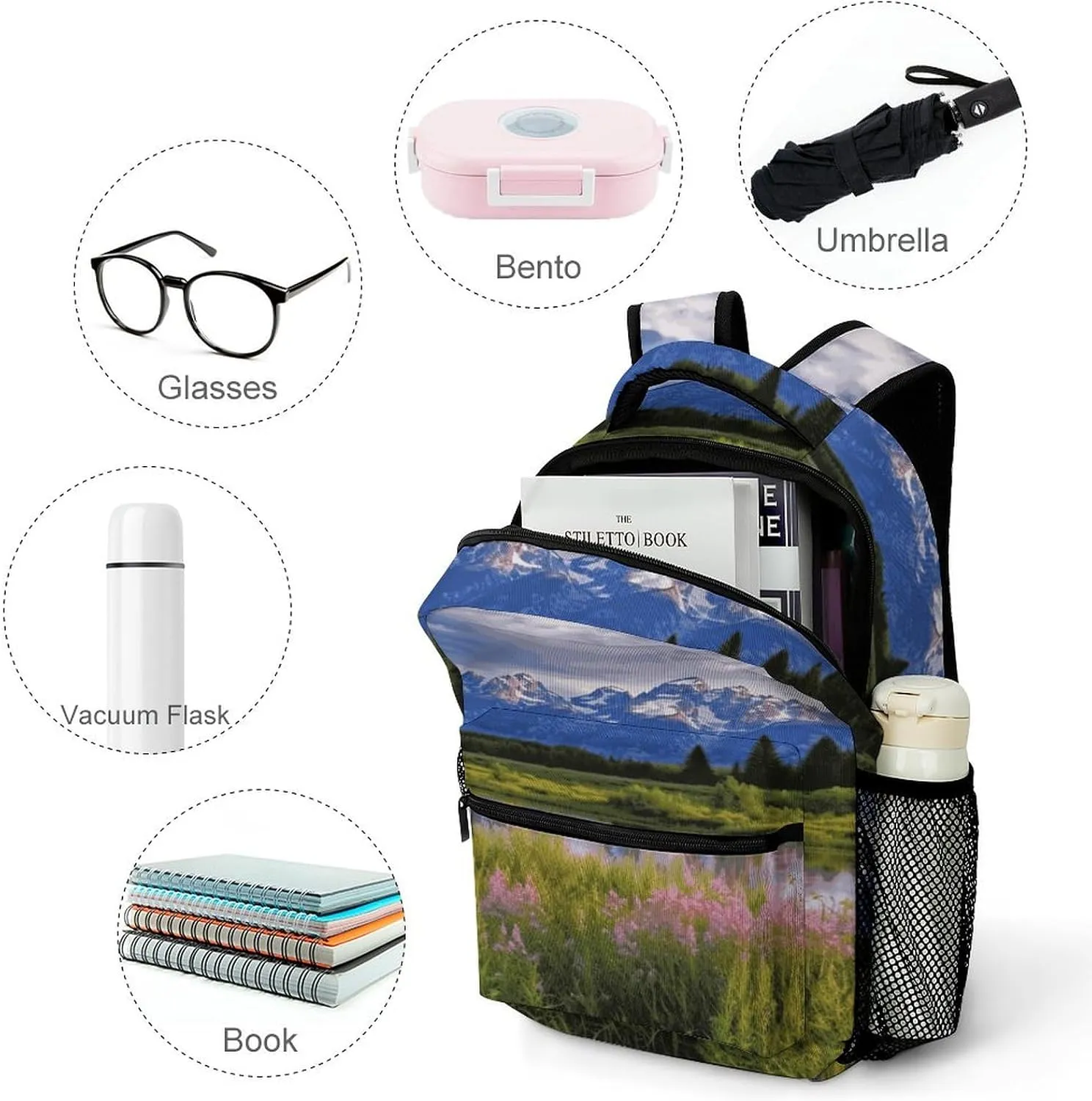 Small Backpacks Personalized Grand Teton Printing Travel Bag Lightweight Travel Backpack For Women Men