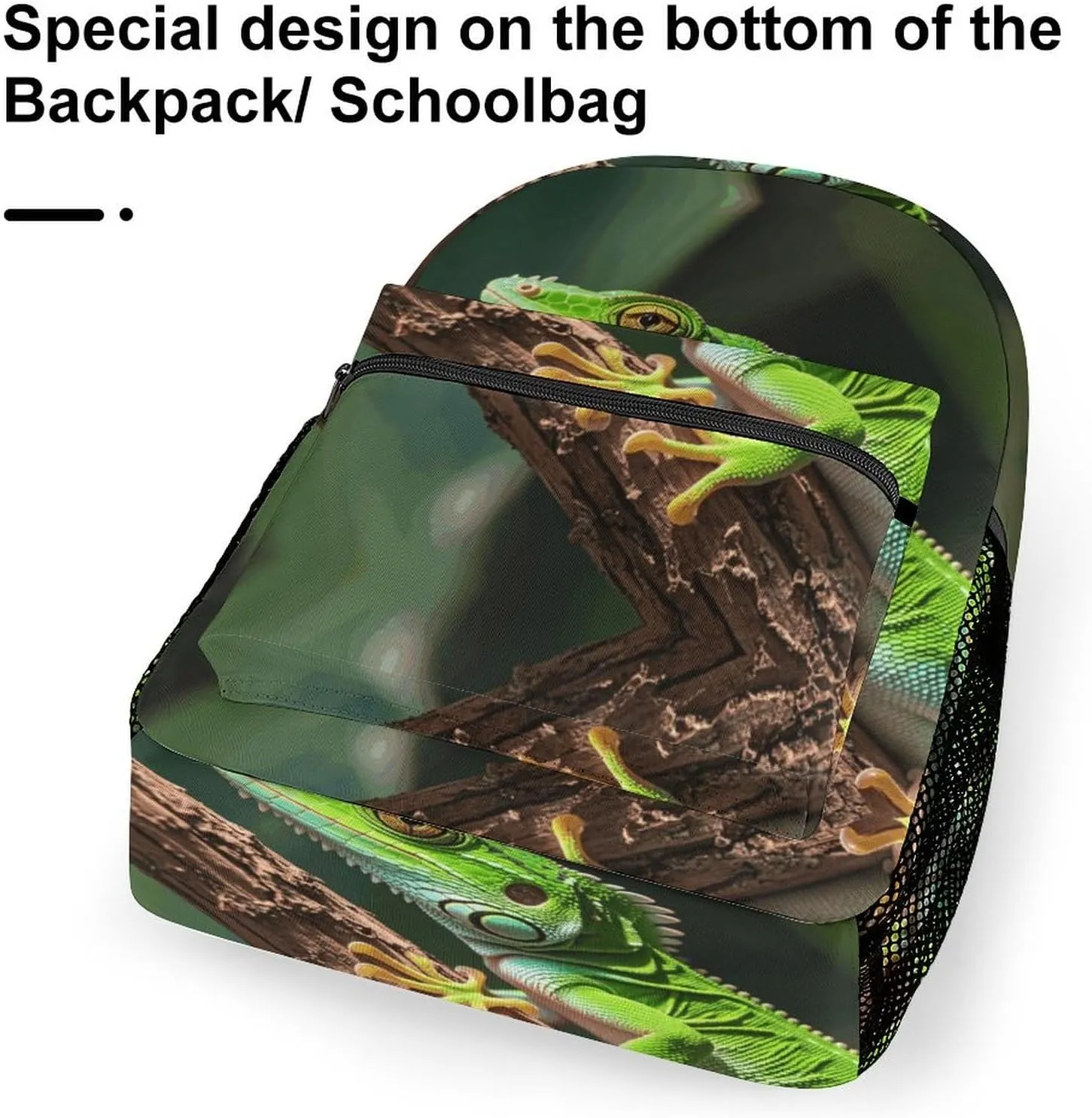 Small Backpacks Personalized Green Geckos Printing Travel Bag Lightweight Travel Backpack For Women Men