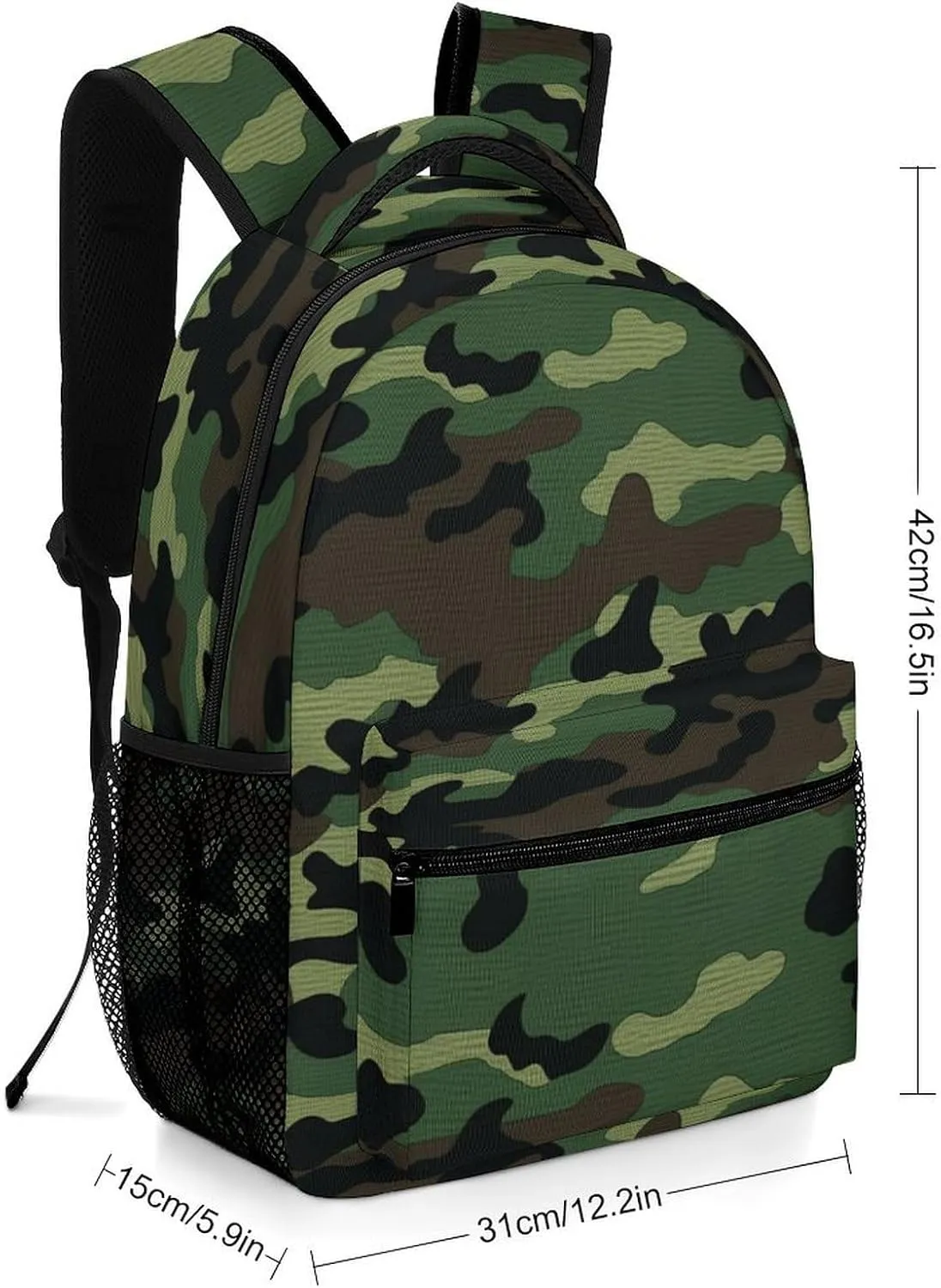 Small Backpacks Personalized Green Military Pattern Printing Travel Bag Lightweight Travel Backpack For Women Men