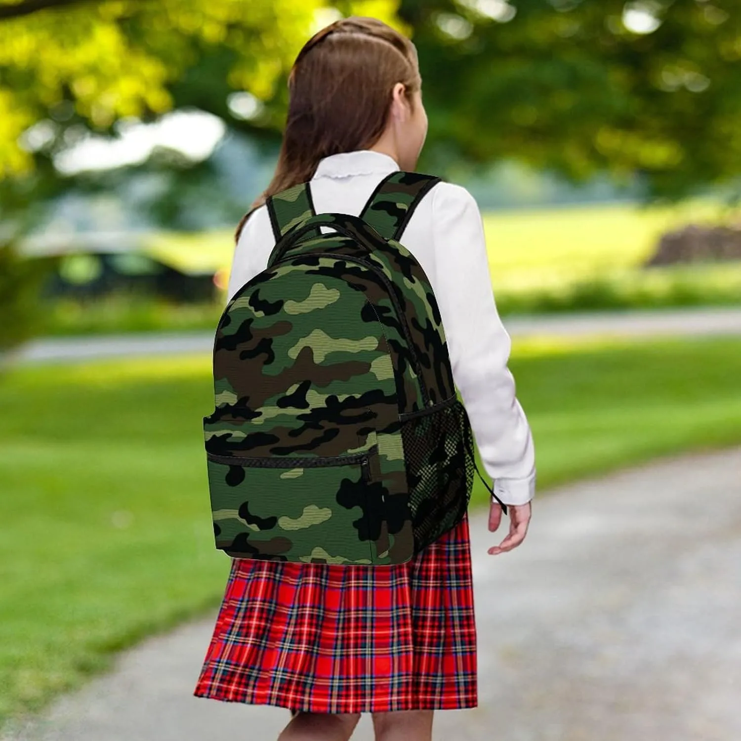 Small Backpacks Personalized Green Military Pattern Printing Travel Bag Lightweight Travel Backpack For Women Men
