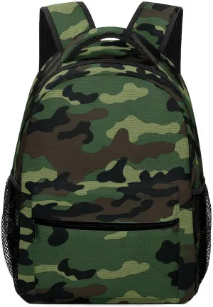Small Backpacks Personalized Green Military Pattern Printing Travel Bag Lightweight Travel Backpack For Women Men