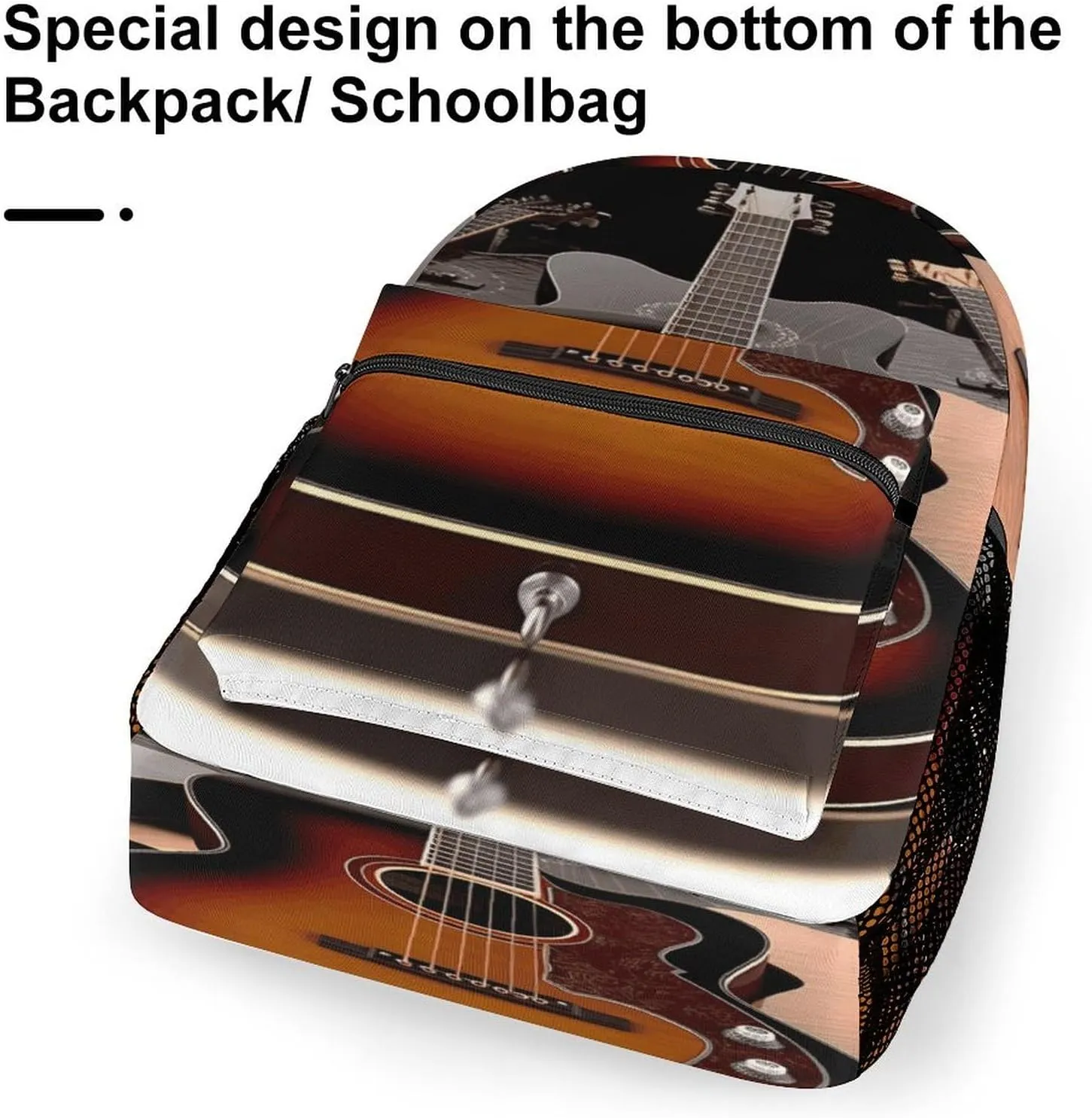 Small Backpacks Personalized Guitar Printing Travel Bag Lightweight Travel Backpack For Women Men
