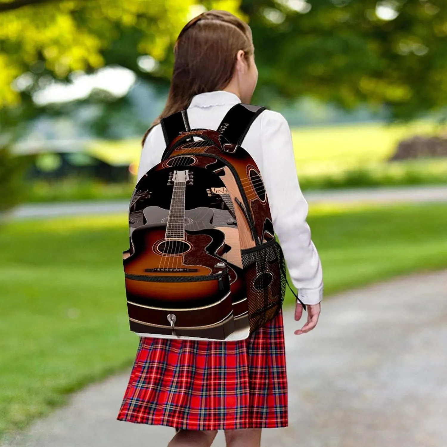 Small Backpacks Personalized Guitar Printing Travel Bag Lightweight Travel Backpack For Women Men