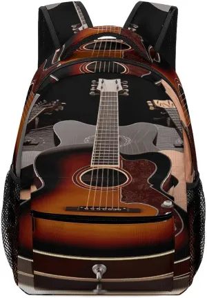 Small Backpacks Personalized Guitar Printing Travel Bag Lightweight Travel Backpack For Women Men
