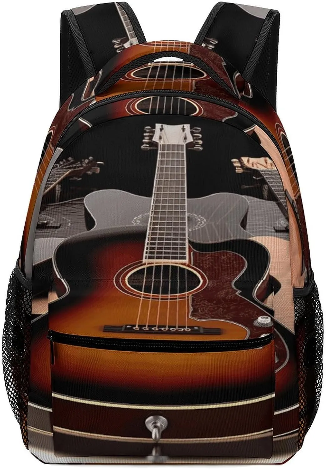 Small Backpacks Personalized Guitar Printing Travel Bag Lightweight Travel Backpack For Women Men