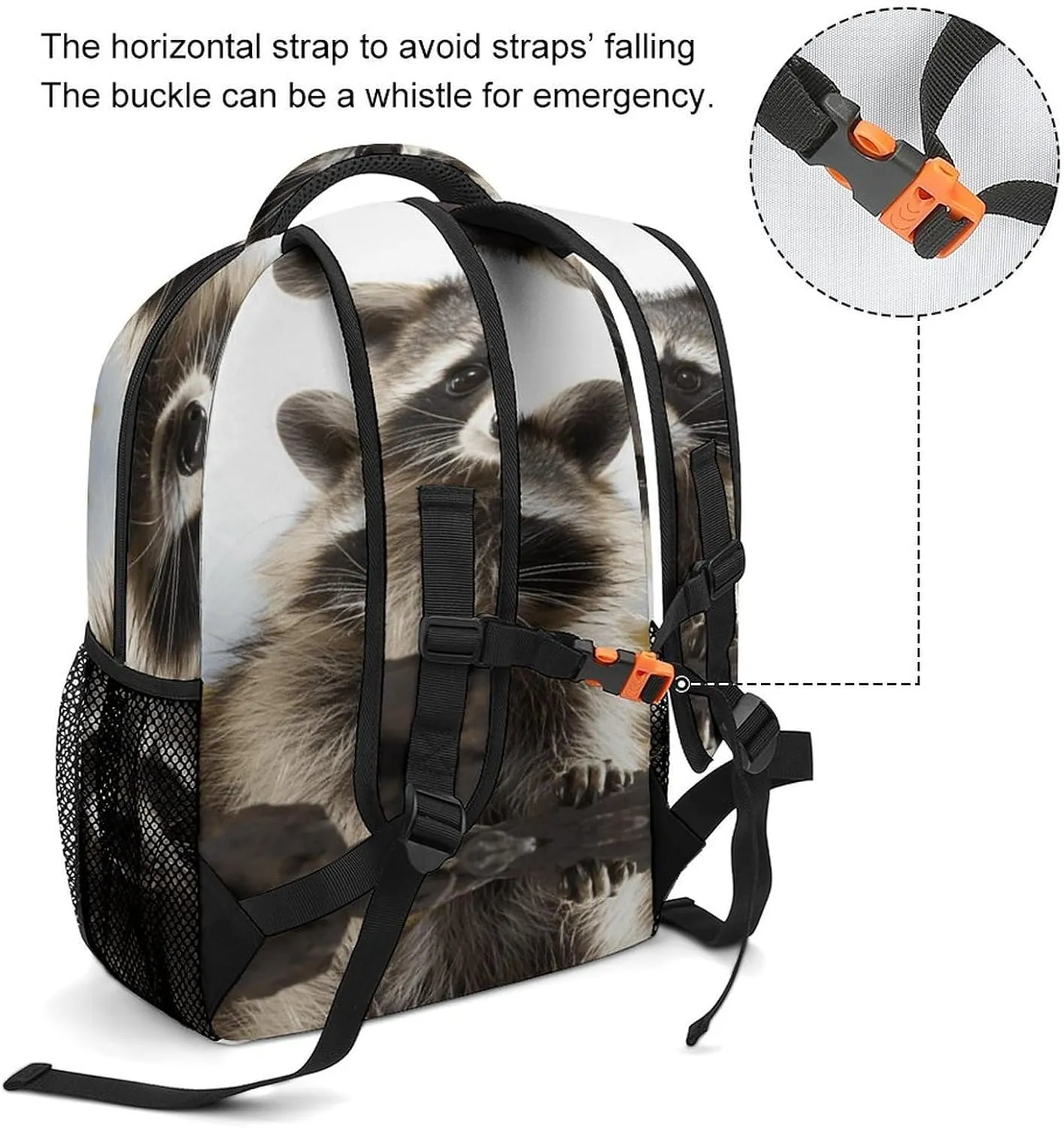 Small Backpacks Personalized Hairy Raccoon Printing Travel Bag Lightweight Travel Backpack For Women Men