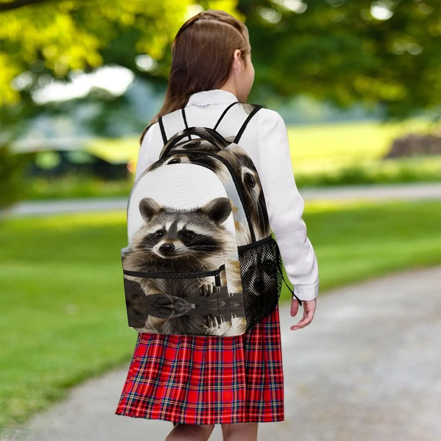 Small Backpacks Personalized Hairy Raccoon Printing Travel Bag Lightweight Travel Backpack For Women Men