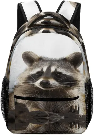 Small Backpacks Personalized Hairy Raccoon Printing Travel Bag Lightweight Travel Backpack For Women Men