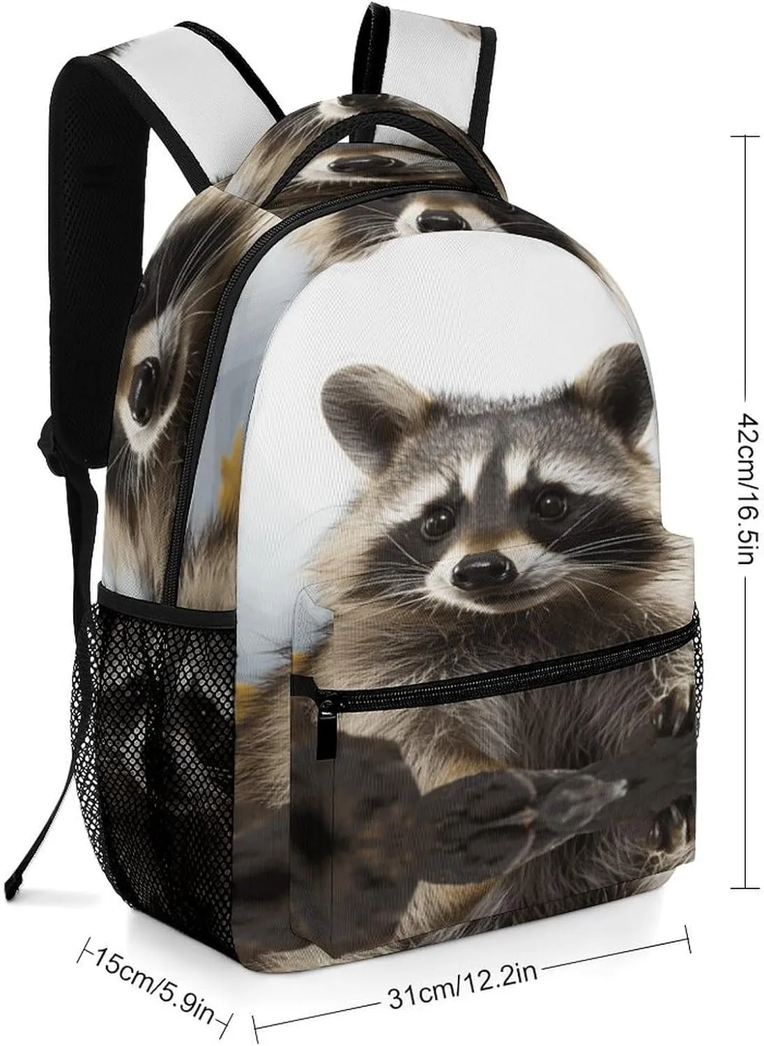 Small Backpacks Personalized Hairy Raccoon Printing Travel Bag Lightweight Travel Backpack For Women Men