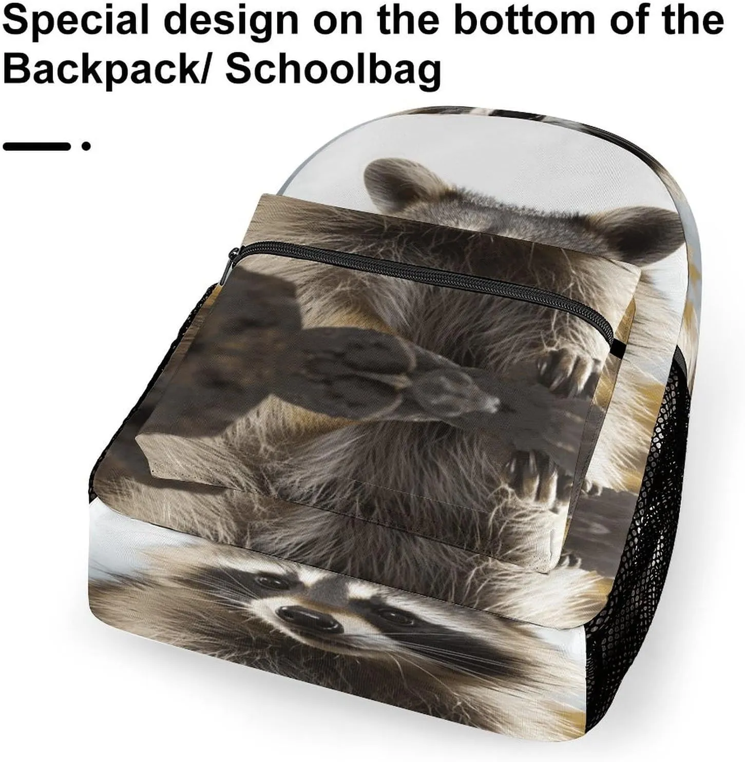 Small Backpacks Personalized Hairy Raccoon Printing Travel Bag Lightweight Travel Backpack For Women Men