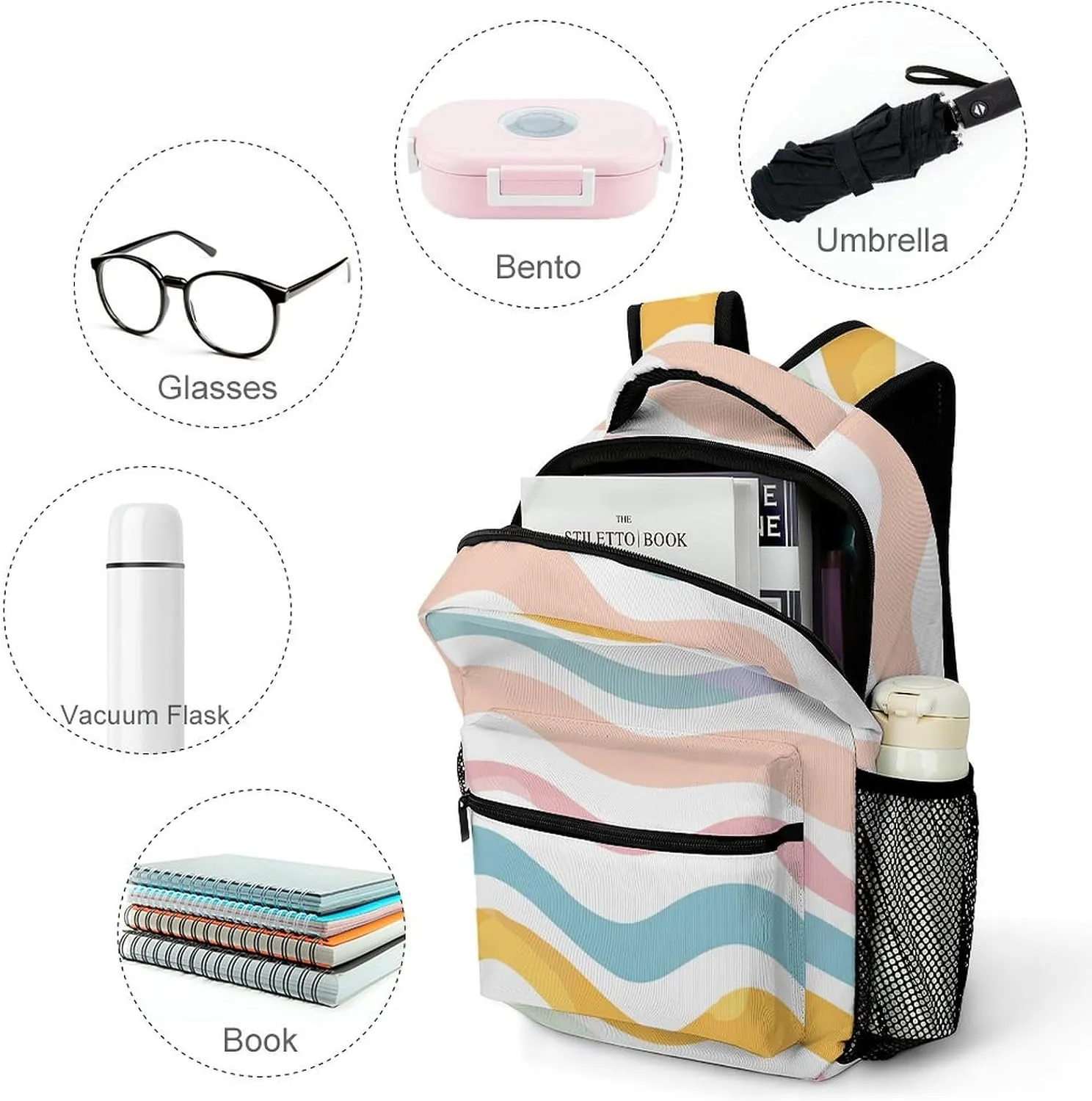 Small Backpacks Personalized Hand Drawn Style Printing Travel Bag Lightweight Travel Backpack For Women Men