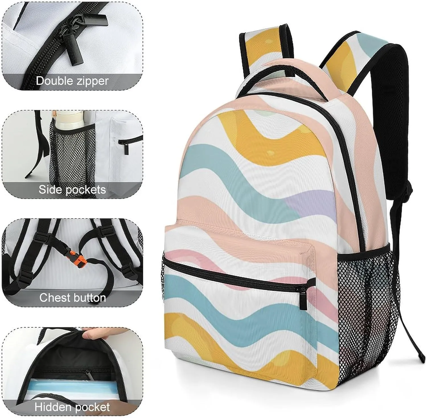 Small Backpacks Personalized Hand Drawn Style Printing Travel Bag Lightweight Travel Backpack For Women Men