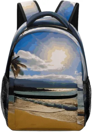 Small Backpacks Personalized Hawaii Beach Printing Travel Bag Lightweight Travel Backpack For Women Men