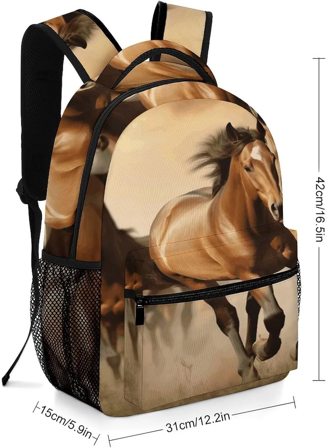 Small Backpacks Personalized Horses Printing Travel Bag Lightweight Travel Backpack For Women Men