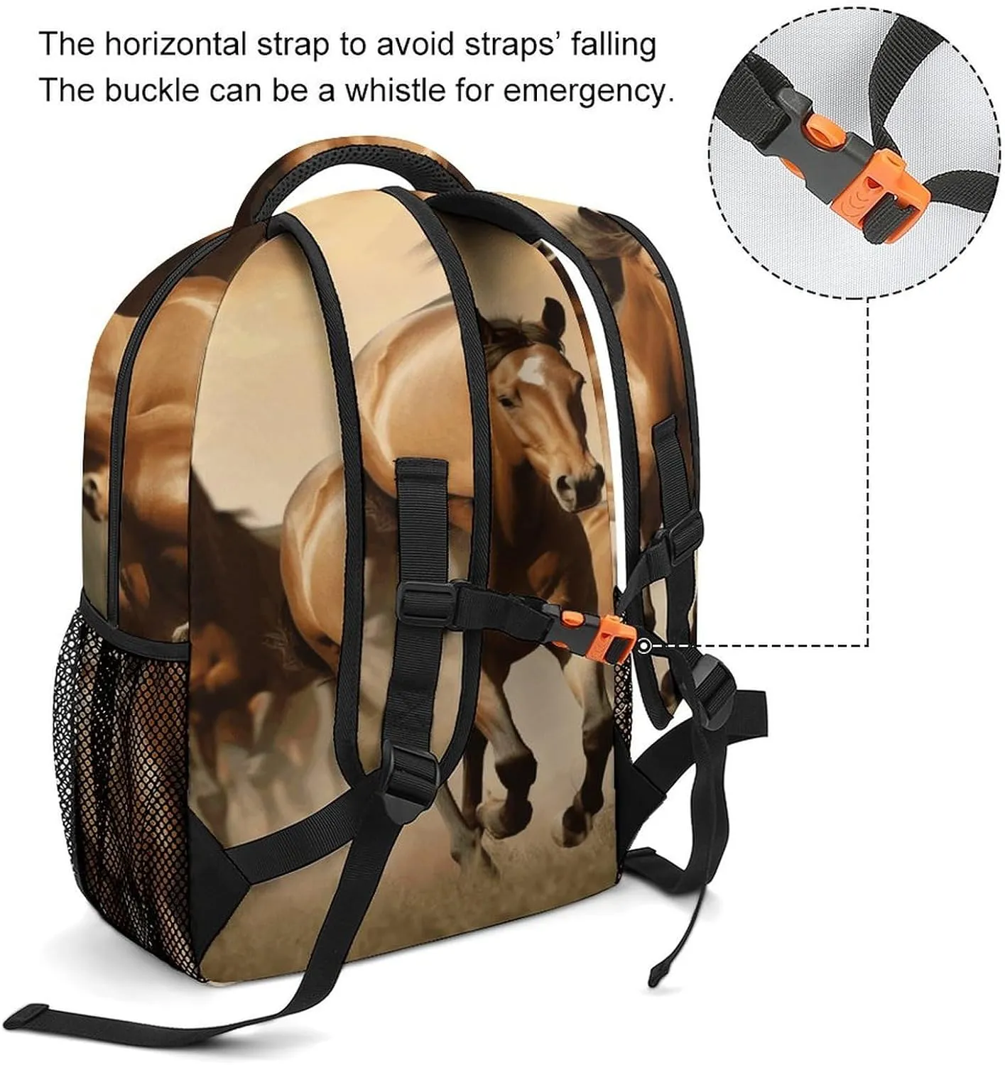 Small Backpacks Personalized Horses Printing Travel Bag Lightweight Travel Backpack For Women Men