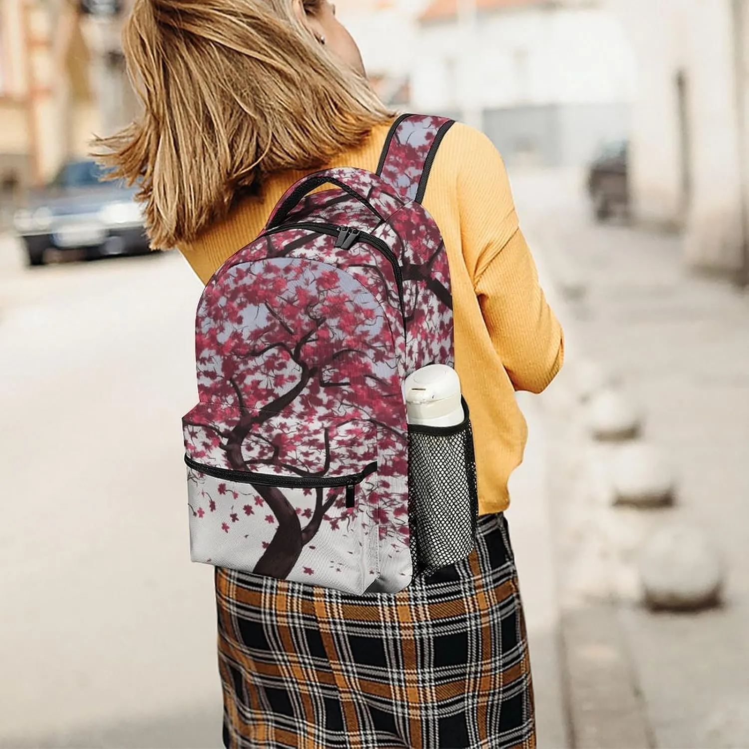 Small Backpacks Personalized Japanese Cherry Tree Printing Travel Bag Lightweight Travel Backpack For Women Men