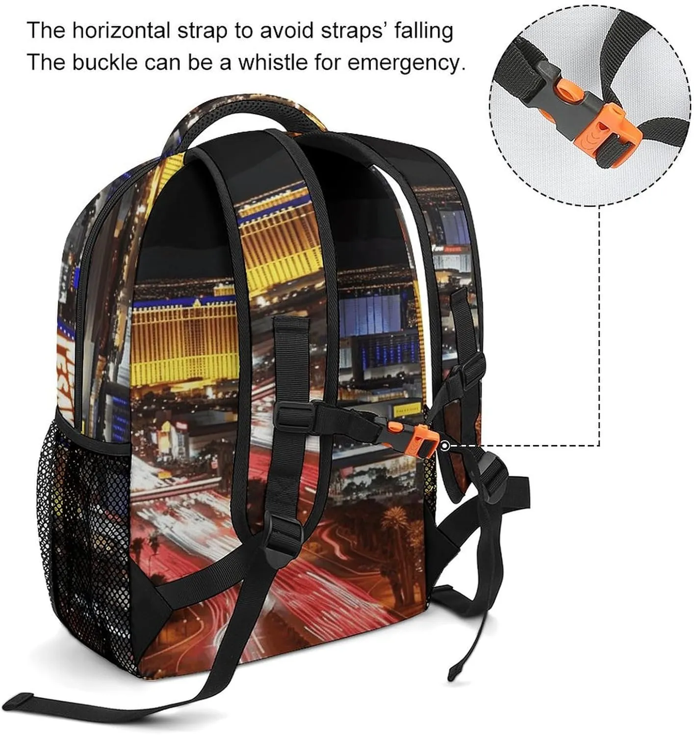 Small Backpacks Personalized Las Vegas Night City Printing Travel Bag Lightweight Travel Backpack For Women Men
