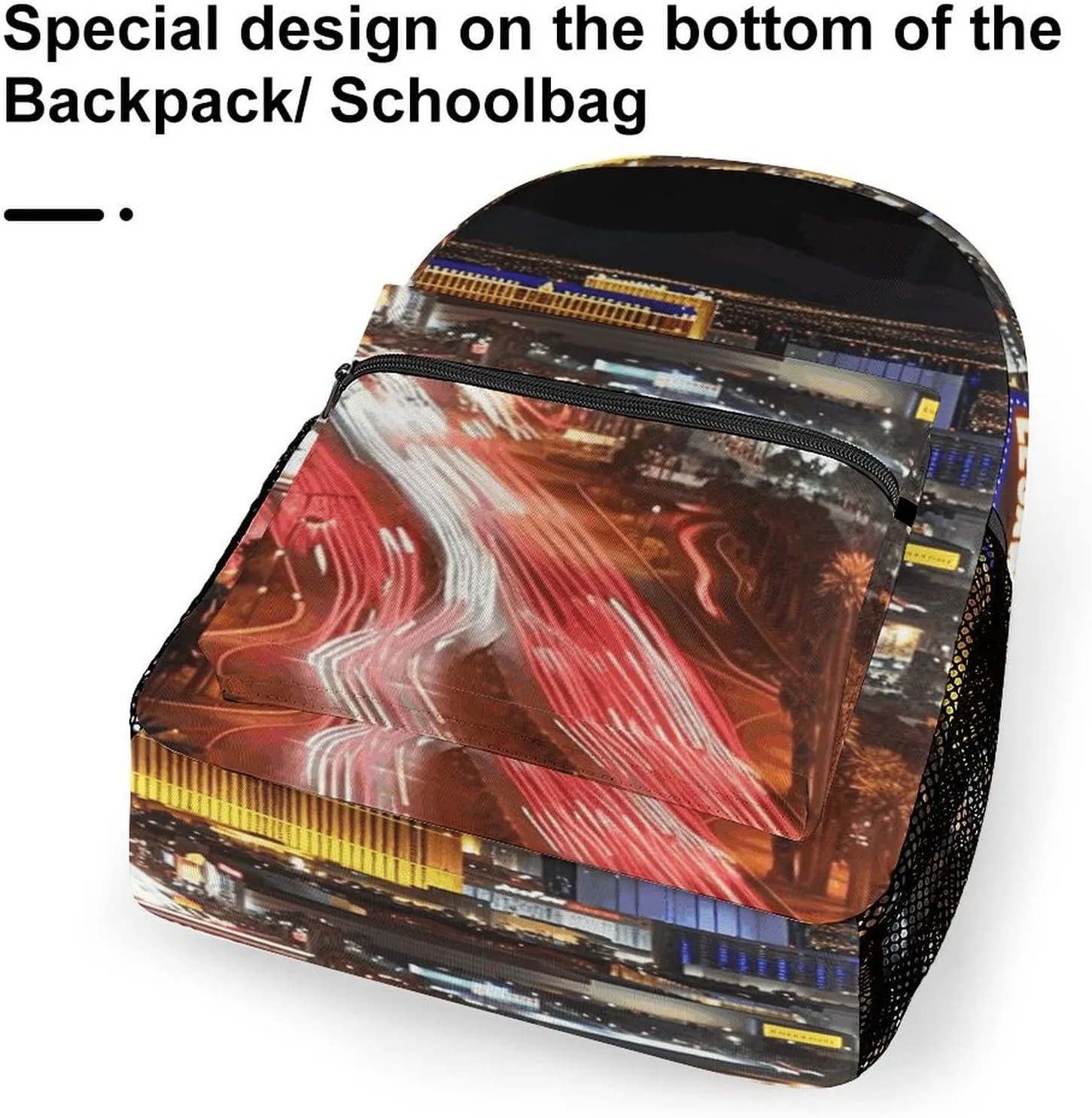 Small Backpacks Personalized Las Vegas Night City Printing Travel Bag Lightweight Travel Backpack For Women Men