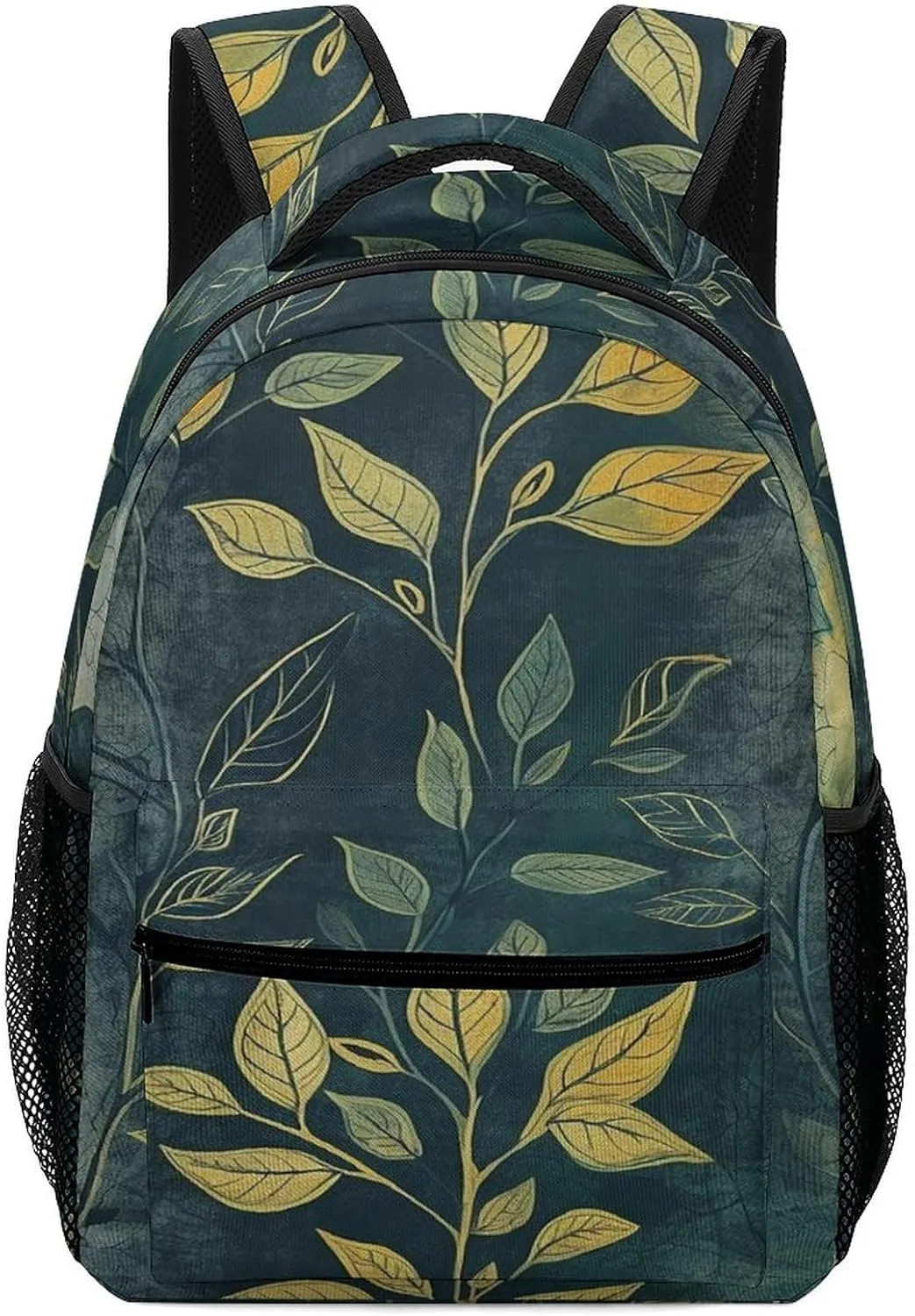Small Backpacks Personalized Light Green Leaves Printing Travel Bag Lightweight Travel Backpack For Women Men