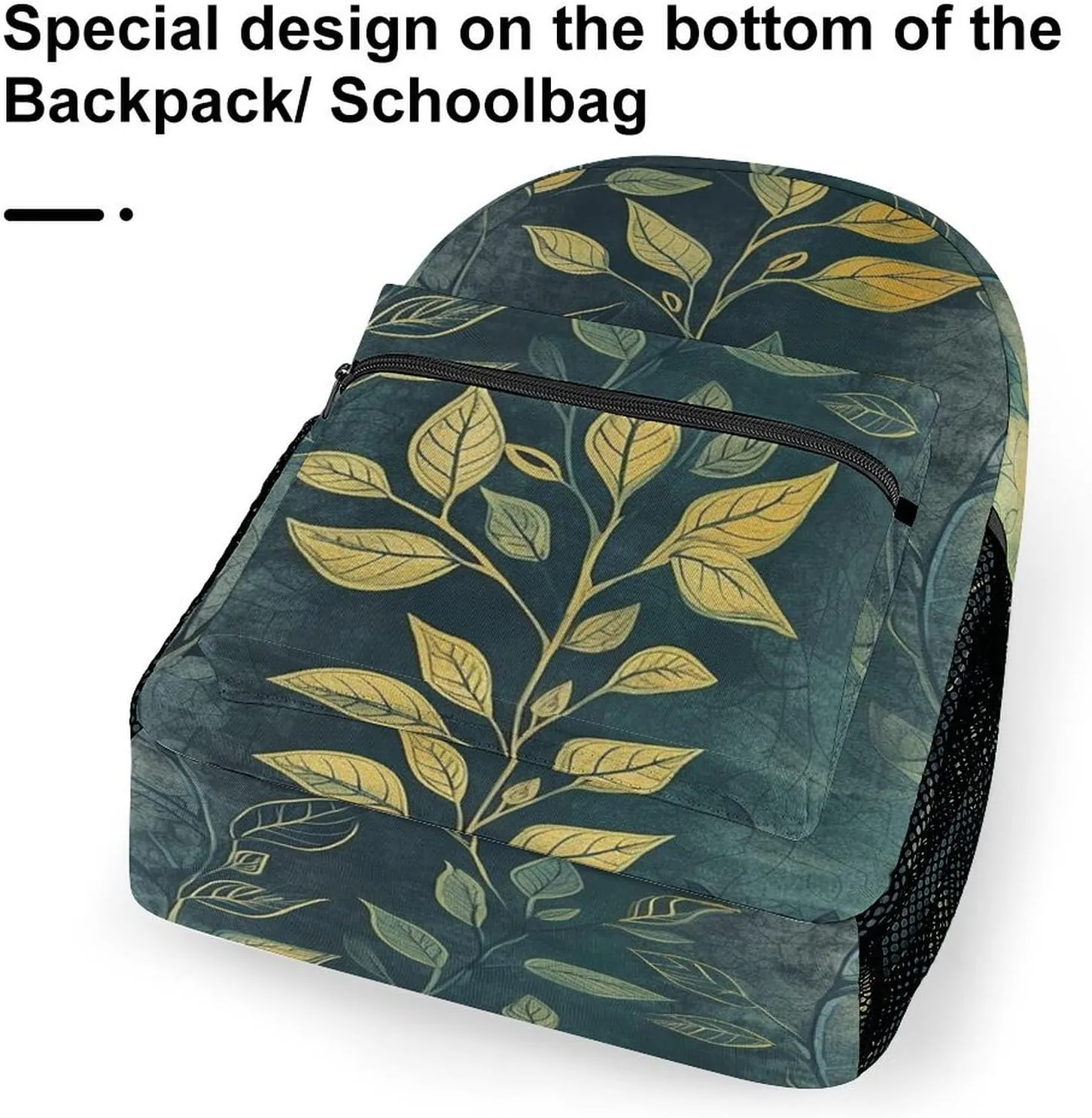 Small Backpacks Personalized Light Green Leaves Printing Travel Bag Lightweight Travel Backpack For Women Men