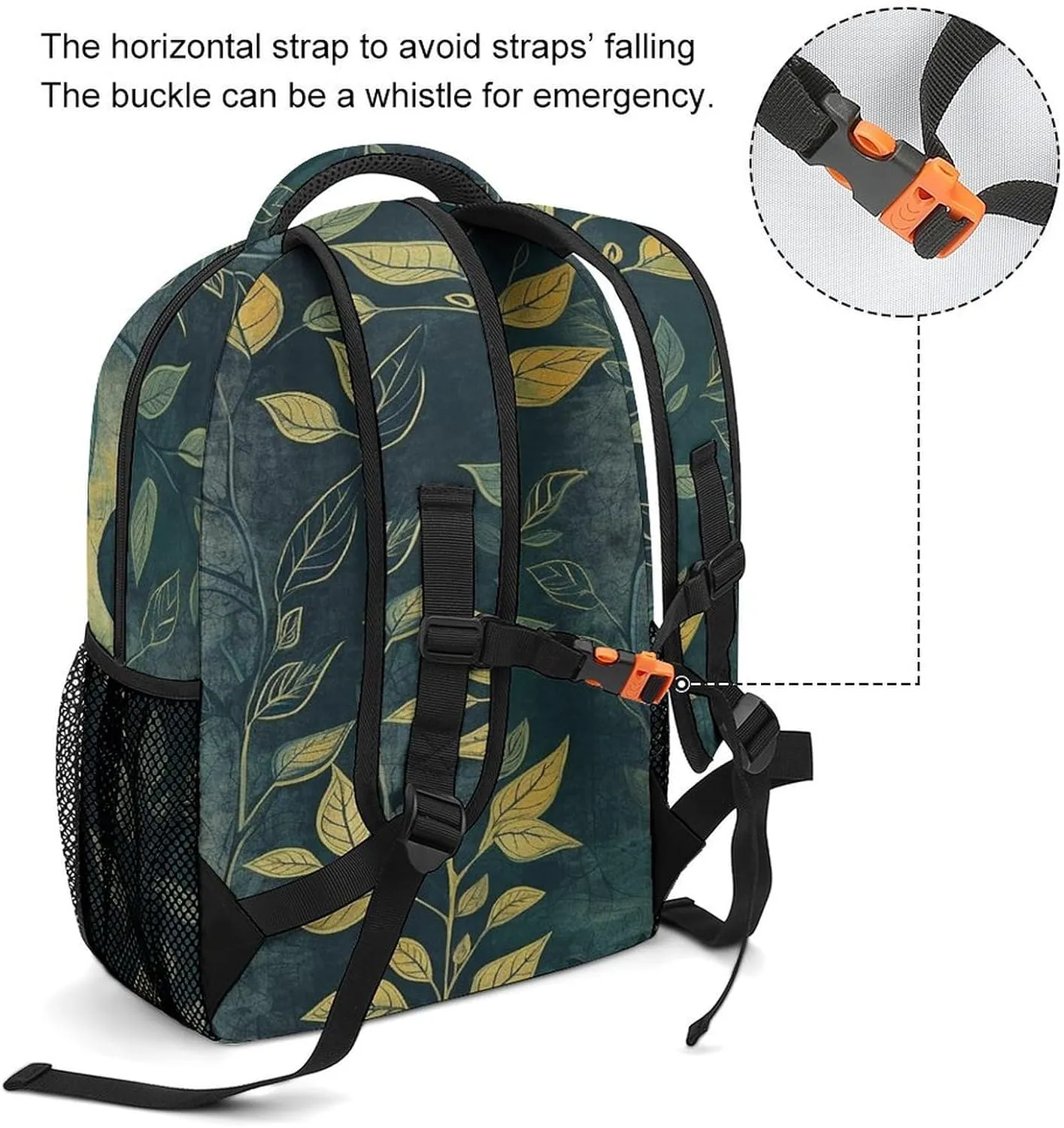 Small Backpacks Personalized Light Green Leaves Printing Travel Bag Lightweight Travel Backpack For Women Men