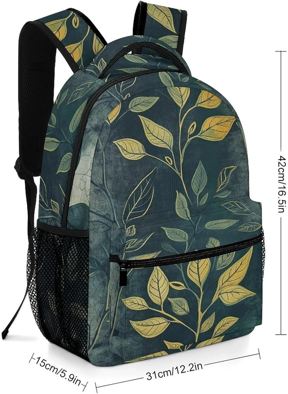 Small Backpacks Personalized Light Green Leaves Printing Travel Bag Lightweight Travel Backpack For Women Men
