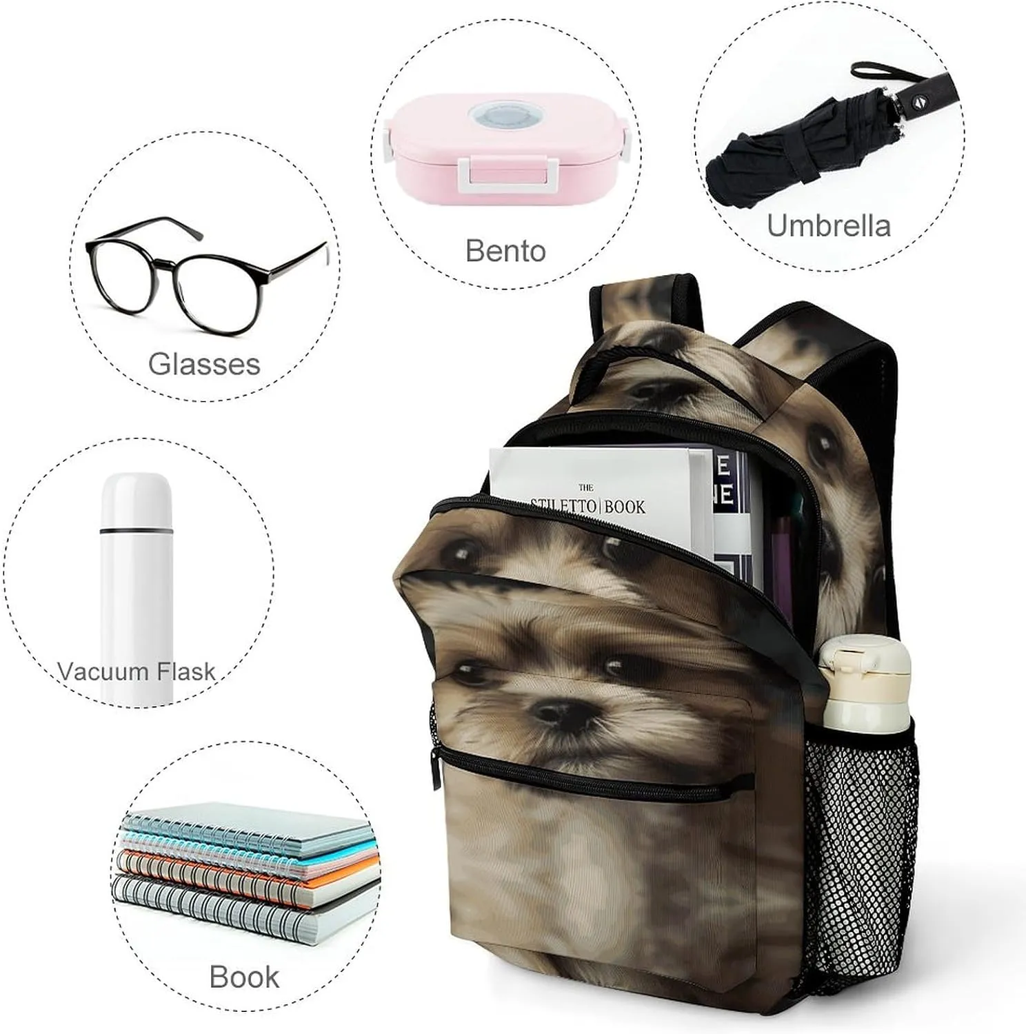 Small Backpacks Personalized Little Dog Printing Travel Bag Lightweight Travel Backpack For Women Men